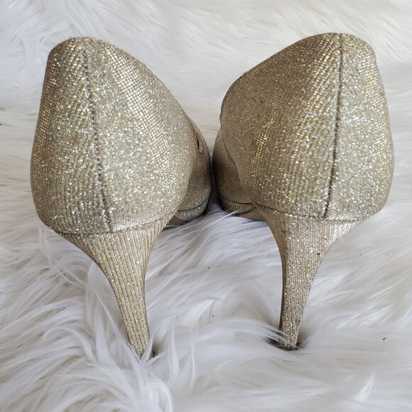 Fioni Night Gold Stardust Round Toe Platform Heels SZ 8 - Picture 9 of 12